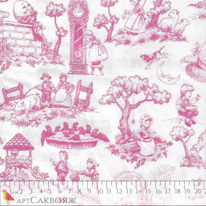 Ткань Pink Nursery Rhyme Toile Cotton Calico Fabric
