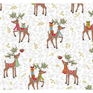 Ткань Festive Reindeer, Makower