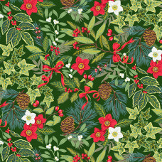 Ткань Yuletide Foliage Green Makower UK