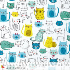 Ткань Kitty Cats Multi Makower UK
