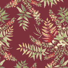 Ткань The Seamstress Fern Cranberry Makower UK