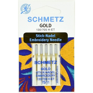Иглы Schmetz для вышивки Gold  130/705H-ET №75(5)