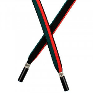 Шнур плоский нейлон 1*130см с наконечником, черный/зеленый/красный