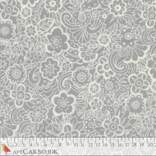 Ткань Deco Flowers Tonal Grey Makower