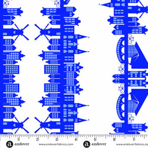 Ткань, коллекция Amsterdam, принт Девять улиц (9 Streets), цвет Делфтский синий (Delftware) от Libs Elliott