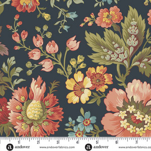 Ткань, коллекция Farmer's Daughter, принт Молоко и Мёд (Milk and Honey), цвет Темно-синий (Midnight) от Laundry Basket Quilts