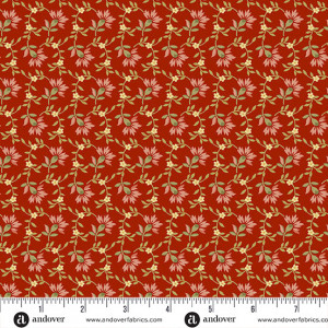 Ткань, коллекция Farmer's Daughter, принт Донник (Sweet Clover), цвет Алая роза (Red Rose) от Laundry Basket Quilts