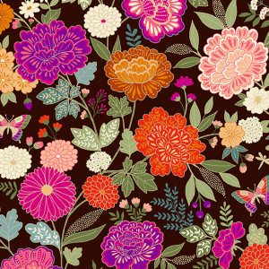 Ткань Luxe Large Flora Pink Makower UK