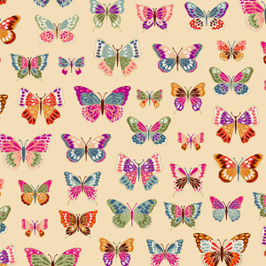 Ткань Luxe Butterflies Cream Makower UK