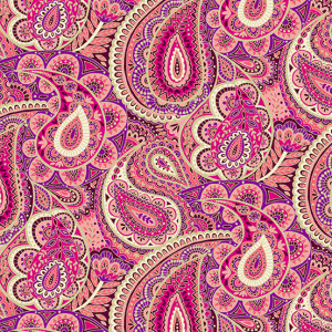 Ткань Luxe Paisley Pink Makower UK