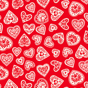 Ткань Hearts Red Scandi 2023 by Makower UK