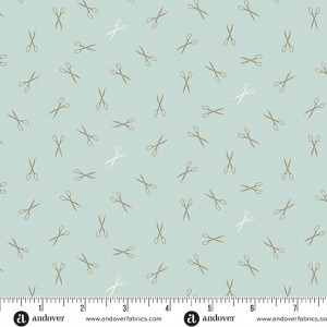 Ткань Sewing Bird Good Scissors Blue Quartz by Laundry Basket Quilts