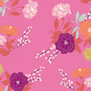 Ткань Wandering Blossom Pink by Stephanie Organes