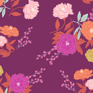 Ткань Wandering Blossom Mulberry by Stephanie Organes