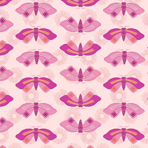 Ткань Wandering Butterflies Pink by Stephanie Organes