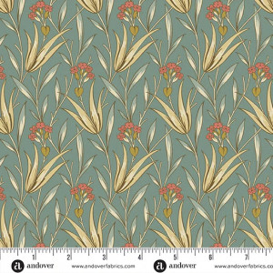 Ткань, принт Ваточник (Milkweed), цвет Аква (Aqua) от Renee Nanneman