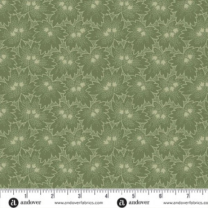 Ткань, принт Дёрен канадский (Bunchberry), цвет Зеленый (Green) от Renee Nanneman