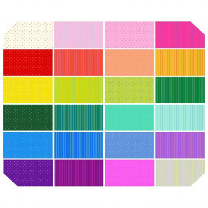 Набор тканей Fat Quarter 1/4 ярда, 24 отреза, Мини-координаты (Tiny Coordinates) от Tula Pink Free Spirit
