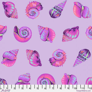Ткань, коллекция Floral Reef, принт Ракушки (Lil Shelly), цвет Ультрафиолетовый (Ultraviolet) от Tula Pink