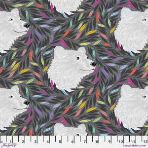 Ткань, коллекция Graywork, принт Игривые медведи (Just Bearly), цвет Угольный (Carbon) от Tula Pink