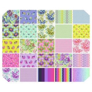 Набор тканей Fat Quarter 1/4 ярда, 25 отрезов, Цветочный Риф (Floral Reef) от Tula Pink