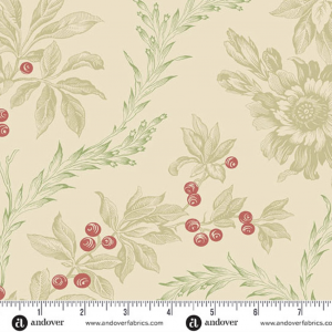 Ткань, коллекция Jingle Bell, принт Вышивка (Embroidery), цвет Остролист (Holly) от Laundry Basket Quilts