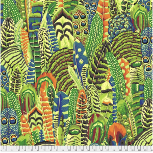 Ткань, принт Перья (Feathers), цвет Лайм (Lime) от Kaffe Fassett