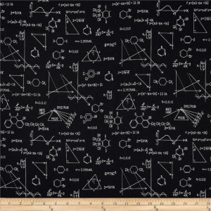 Ткань SCIENCE FAIR - FORMULAS FABRIC - BLACK by Rani Child for Robert Kaufman