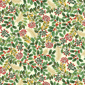 Ткань Deck the Halls Leaf Swirl Cream, Makower