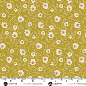 Ткань Flower Box Bachelor Button Chartreuse by Renee Nanneman