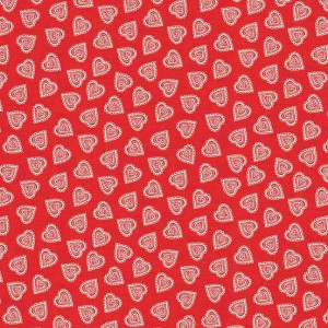 Ткань Scandi Hearts Red, Makower