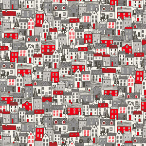 Ткань Scandi 2020 Houses Red Makower UK