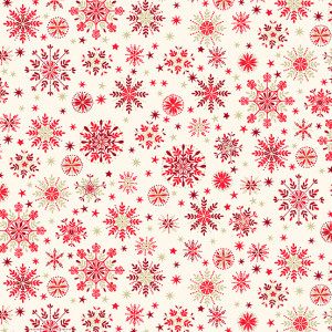 Ткань Snowflakes Cream Red Scandi 2022 Makower UK