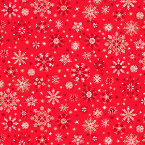 Ткань Snowflakes Red Scandi 2022 Makower UK