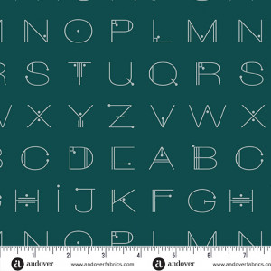 Ткань Scrawl Deco Letters Deep Teal by Giucy Giuce