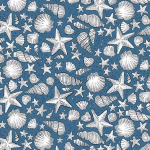 Ткань Sea Breeze Shells Blue Makower