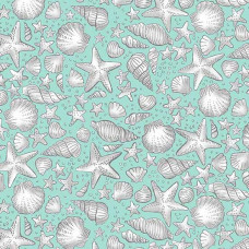 Ткань Sea Breeze Shells Teal Makower