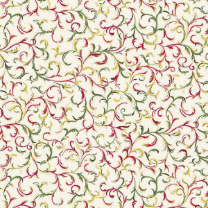 Ткань Twelve Days of Christmas Decorative Scroll Cream, Makower