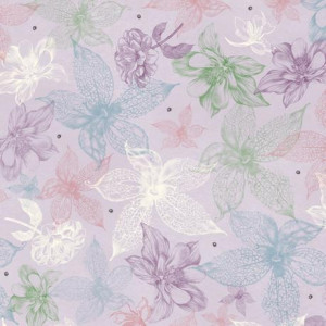 Ткань MIDNIGHT GARDEN SKETCHED FLORAL LIGHT LILAC, Quilting Treasures