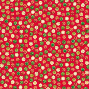 Ткань Traditional Metallic Christmas Bauble Spot Red Makower UK