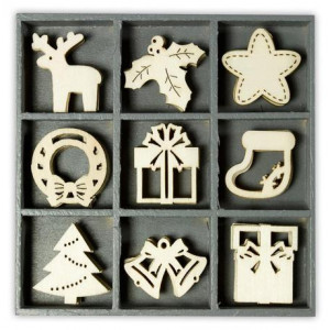 Набор деревянных украшений в коробочке Рождественские элементы 3 от Knorr Prandell