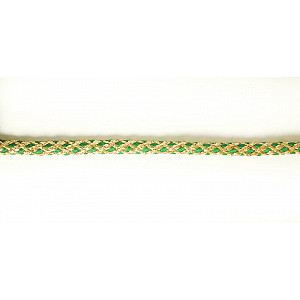 Шнур плетеный с люрексом золото/зелёный 7мм Pega