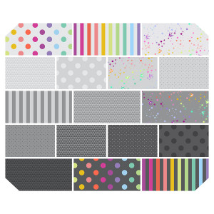 Набор тканей 1/4 ярда, 17 отрезов, Настоящие цвета (True Colors) , цвет Серый (Gray) от Tula Pink Free Spirit