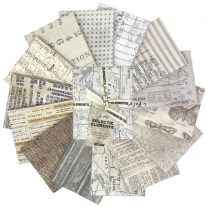 Набор тканей 1/4 ярда, 14 отрезов, Electic Elements, цвет Тихий звук (Low Volume) от Tim Holtz Free Spirit