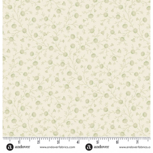 Ткань, коллекция Snow Flurry, принт Мороз (Frost), цвет Шалфей (Sage) от Laundry Basket Quilts