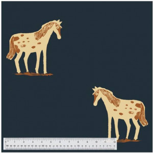 Ткань 108", принт Дикие Пони (Wild Ponies), цвет Темно-синий (Ink) от Heather Rose Quilt Backs
